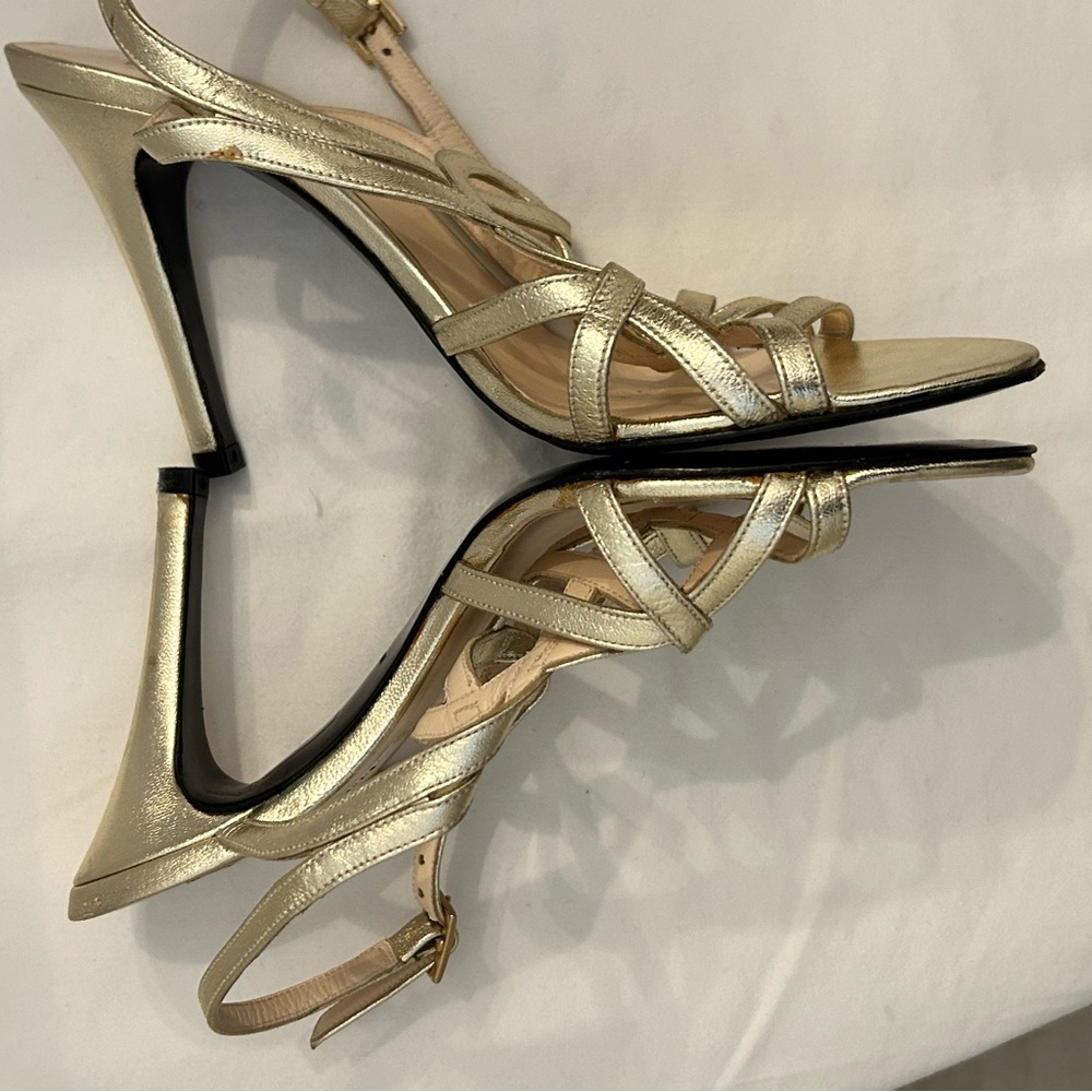 L.K. Bennett Gold Strappy Feria Heels‎ Size EU 37 - Picture 9 of 14